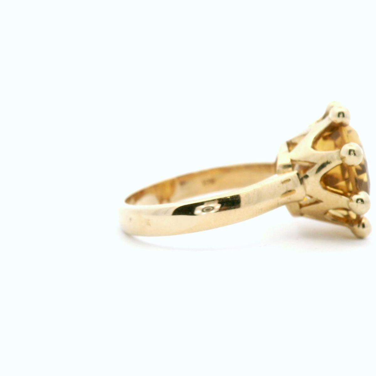 9ct Yellow Gold 6.86ct Round Dark Yellow Citrine Eight Claw Crown Setting Ring