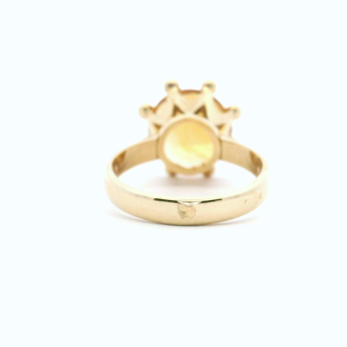 9ct Yellow Gold 6.86ct Round Dark Yellow Citrine Eight Claw Crown Setting Ring