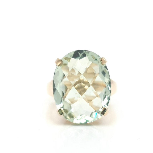 Green Amethyst 9k Yellow Gold Oval Ring
