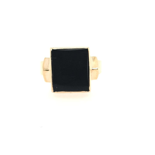 Estate 9ct Yellow Gold Black Onyx Signet Ring