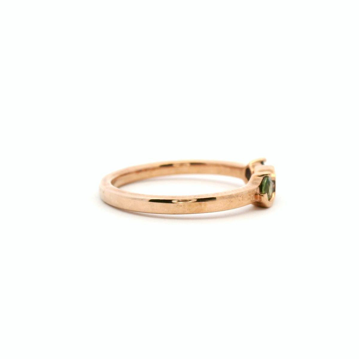 Sapphire 9ct Rose Gold Three Stone Semi Bezel Set Ring