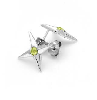 Stolen Girlfriends Club Sterling Silver  Olivine Gemstone Star Spike Stud Earrings