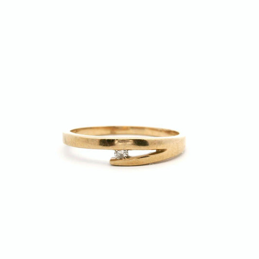 Estate 9ct Yellow Gold Diamond Split Band Ring