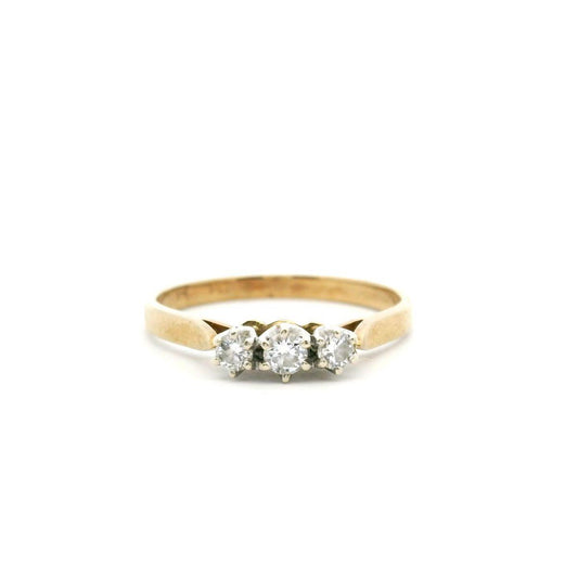 Estate 9ct Yellow Gold Round Brilliant Diamond Ring