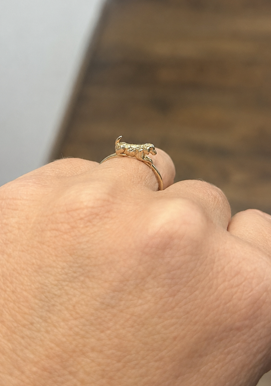 Best Friends Sterling Silver Crouching Dog Ring