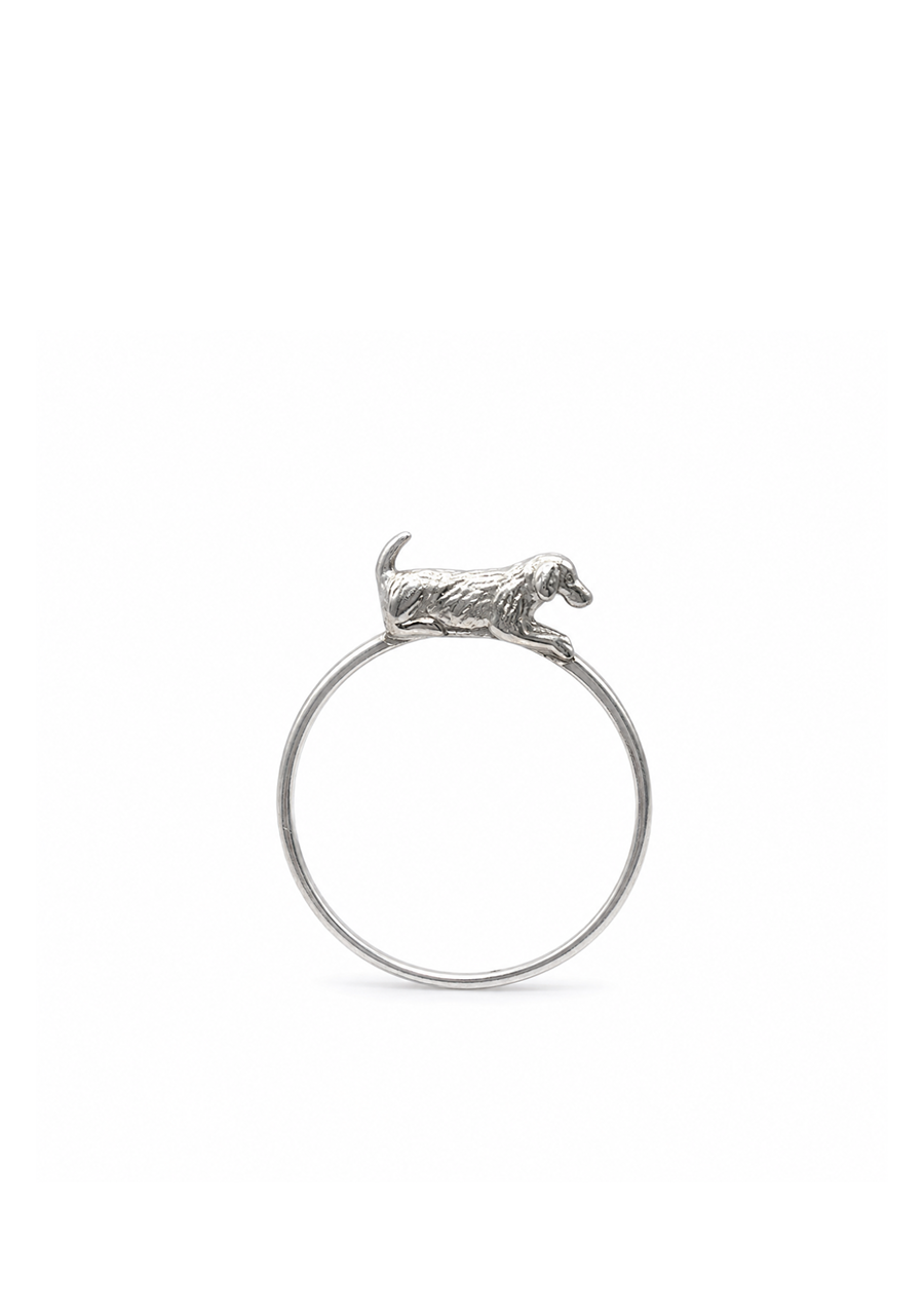 Best Friends Sterling Silver Crouching Dog Ring