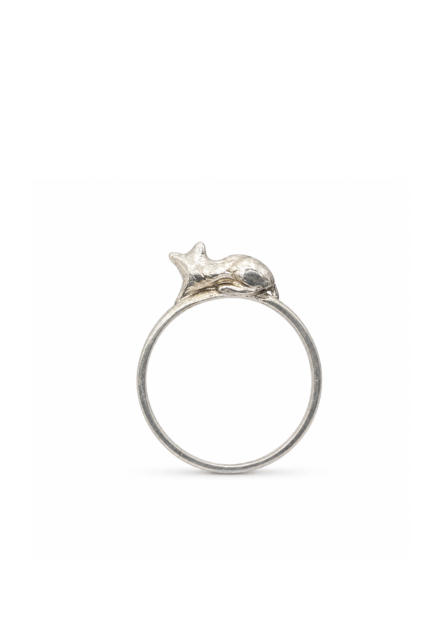 Best Friends Sterling Silver Laying Cat Ring