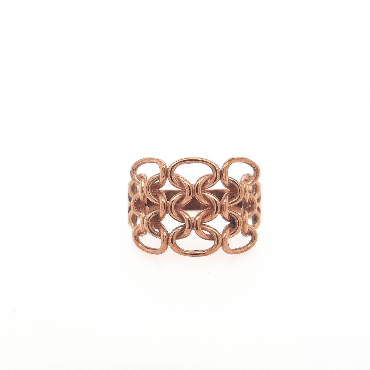 Estate 9ct Rose Gold Oval Linked Five Row Ring