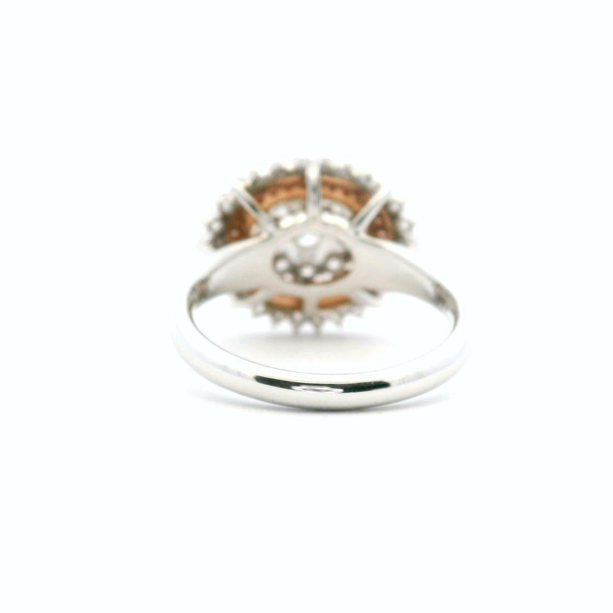 Pink Diamond & White Diamond 18k White & Rose Gold Large Cluster Ring