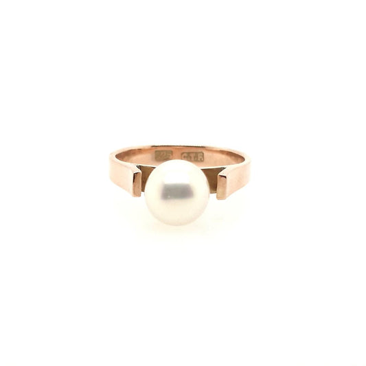 Estate 9ct Rose Gold Fresh Water Cultured Pearl Ring