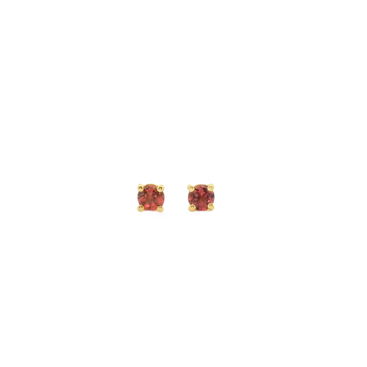 9ct Yellow Gold Round Garnet Four Claw Stud Earrings