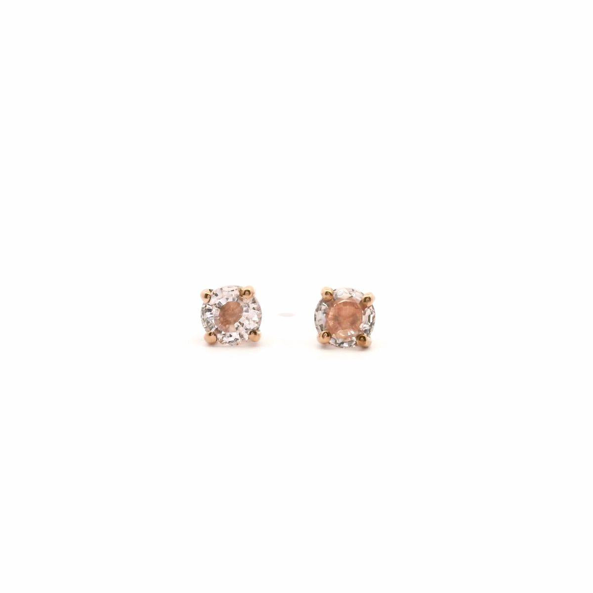 Morganite 9ct Rose Gold Round Four Claw Stud Earrings