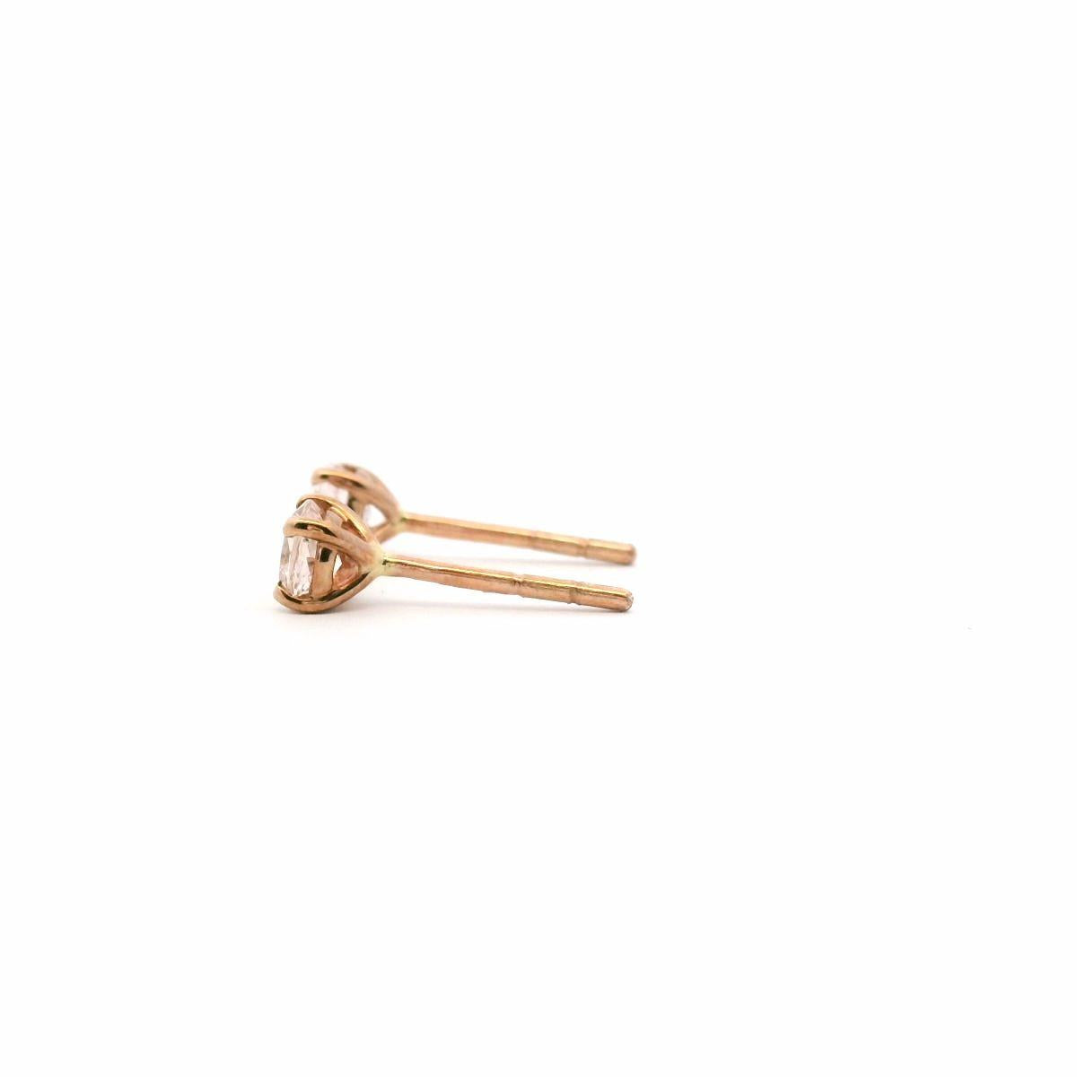 Morganite 9ct Rose Gold Round Four Claw Stud Earrings