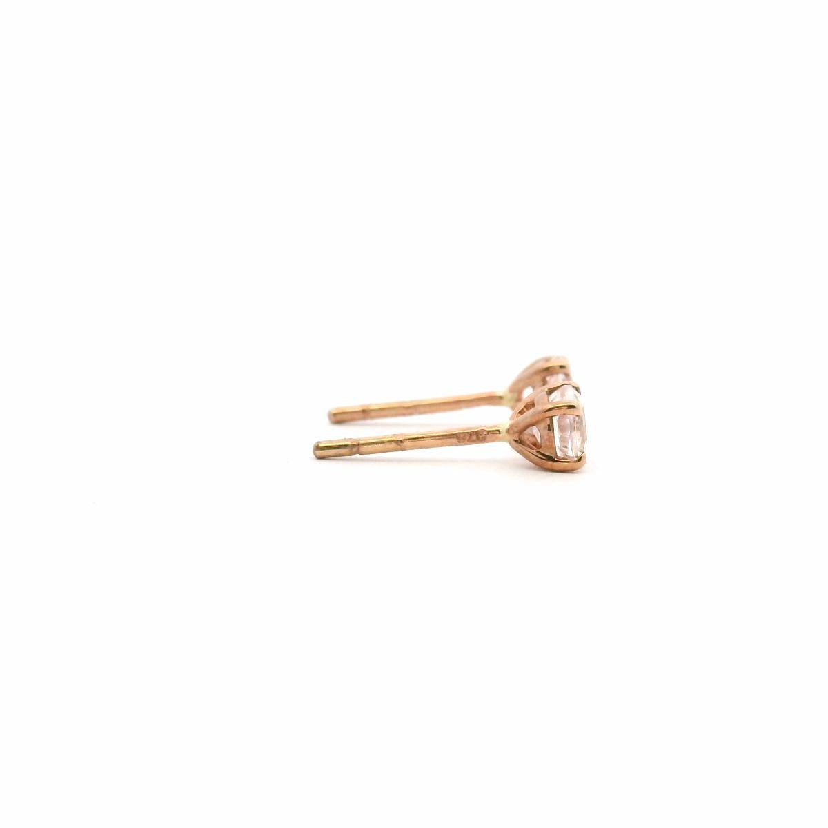 Morganite 9ct Rose Gold Round Four Claw Stud Earrings