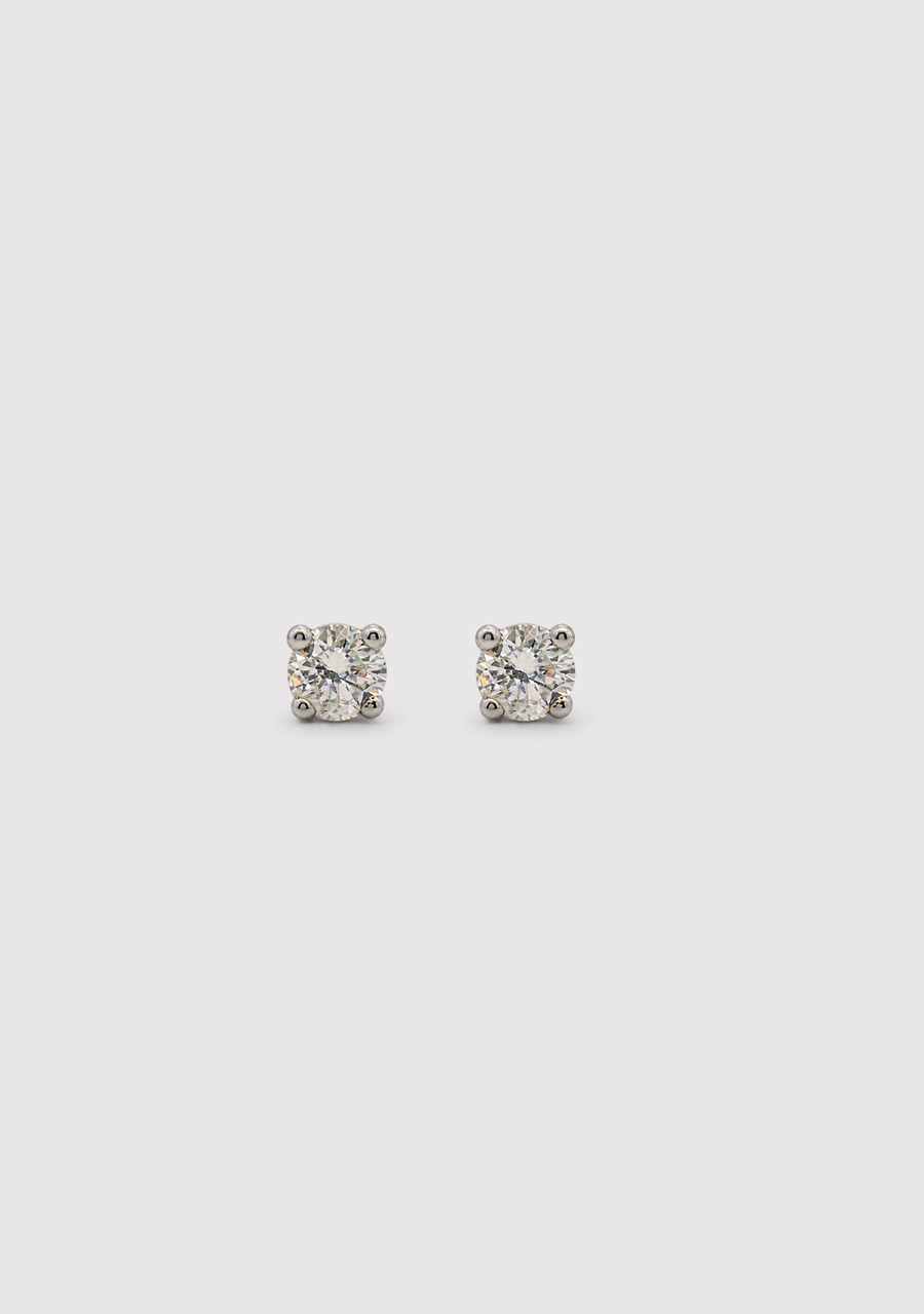 9ct White Gold 0.20ct Round Brilliant Six Claw Set Diamond Stud Earrings