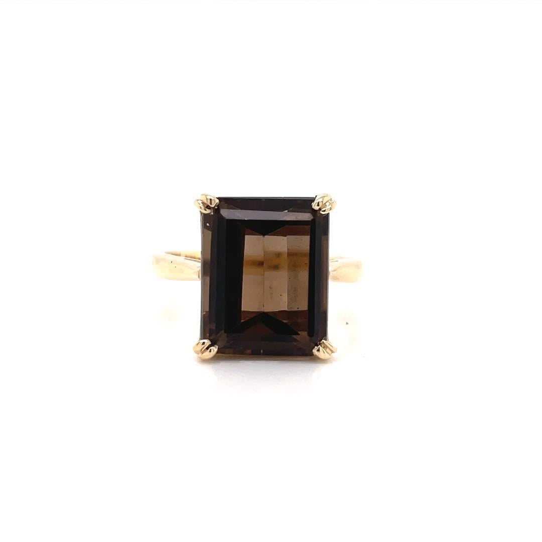 Smokey Quartz 9k Yellow Gold RIng