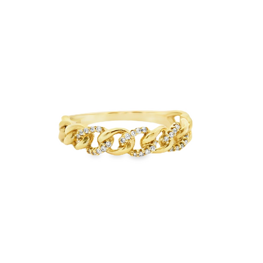 9ct Yellow Gold Diamond Curb Link Ring