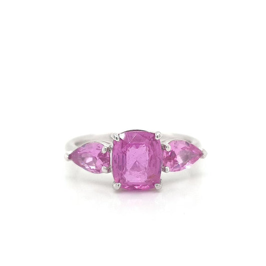 Sapphire 18ct White Gold Pink Three Stone Ring