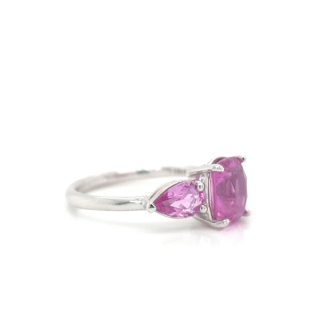 Sapphire 18ct White Gold Pink Three Stone Ring