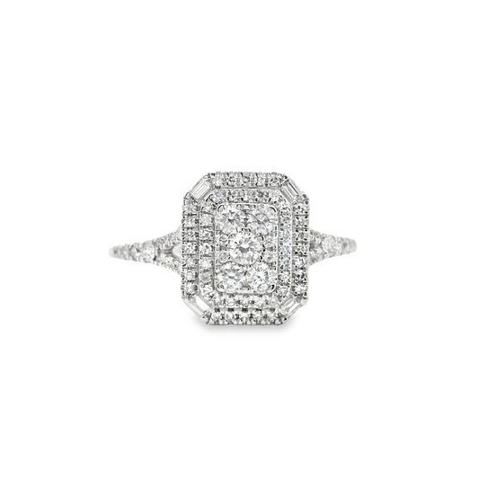 9ct White Gold 0.50ct Multi Cluster Diamond Ring