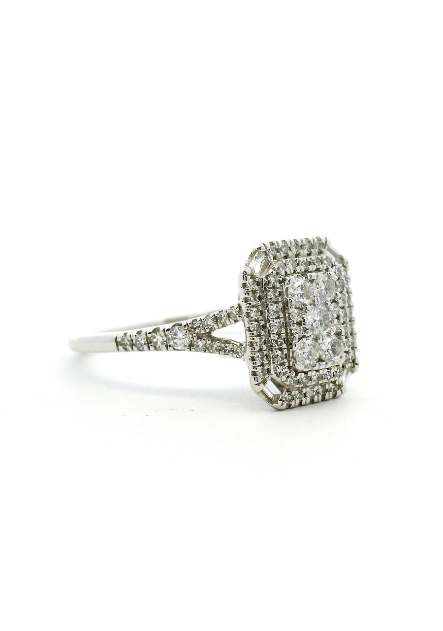 9ct White Gold 0.50ct Multi Cluster Diamond Ring