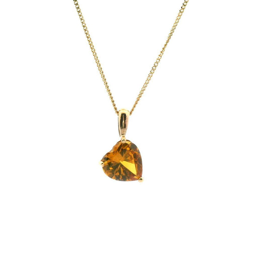 9ct Yellow Gold Heart Shape Citrine Pendant