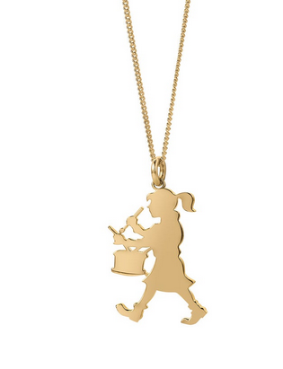 Karen Walker 9ct Yellow Gold Drummer Girl Pendant Necklace
