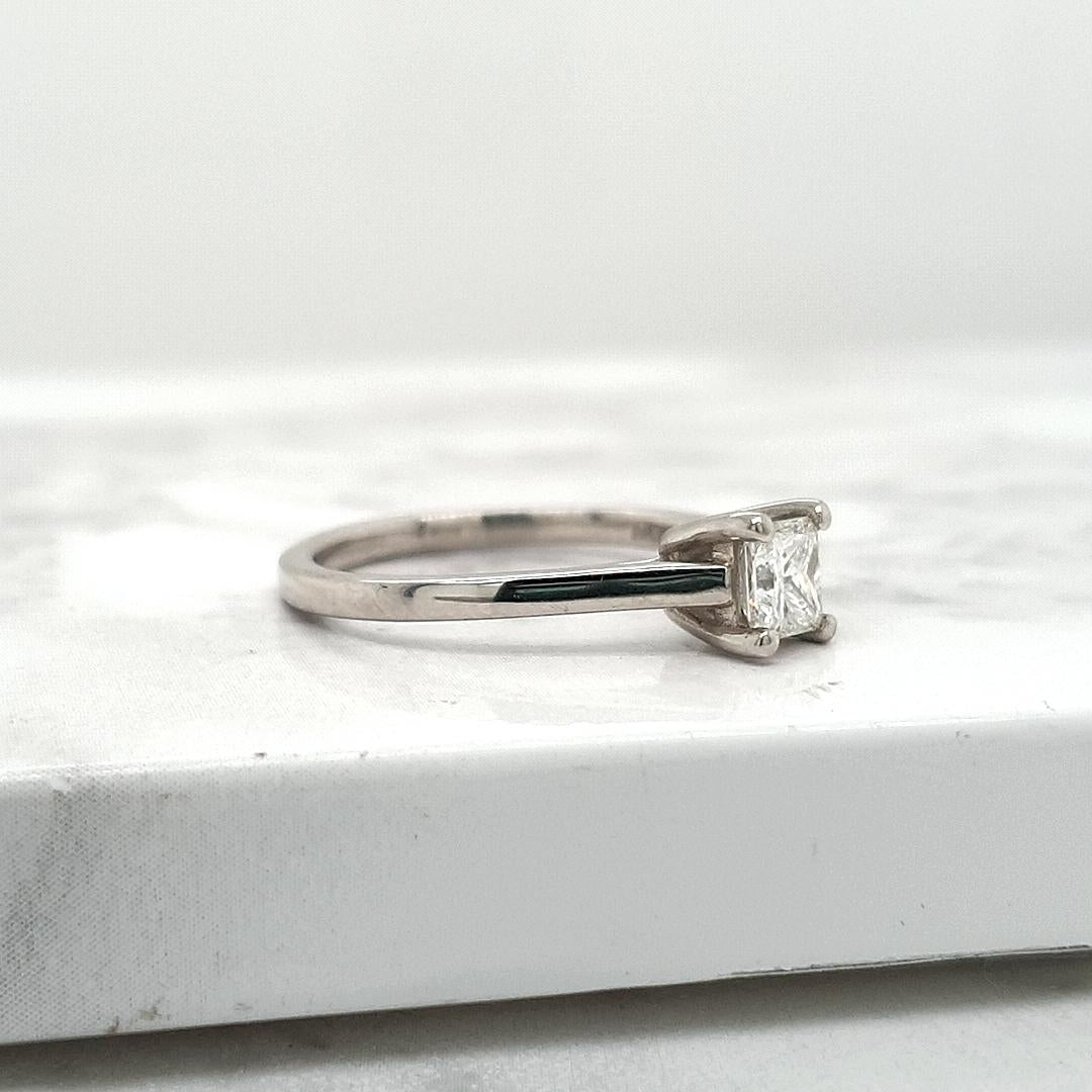 Platinum 0.50ct Princess Cut Claw Set Diamond Solitaire Ring