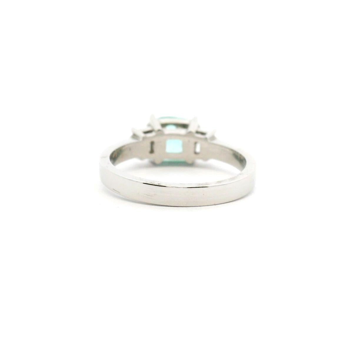 Tourmaline & Diamond Platinum Paraiba Three Stone Ring