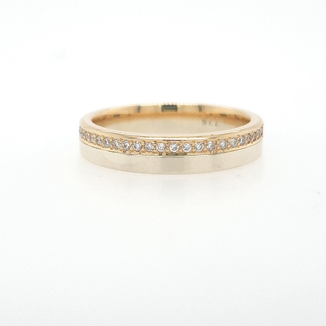 9ct Two-Tone Yellow & White Gold Flat Soldered Diamond Band Ring