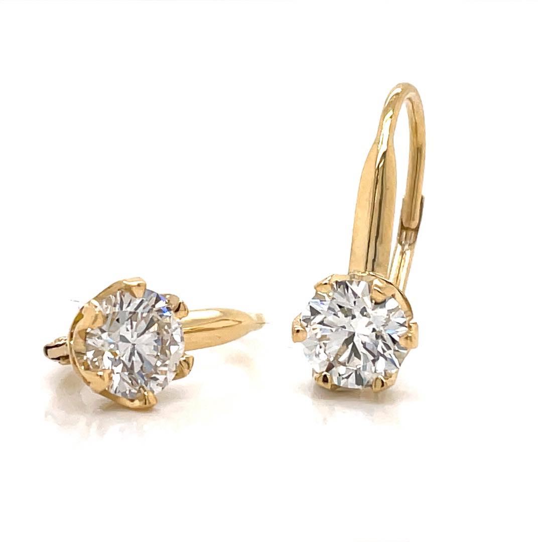 Lab Grown Diamond 18ct Yellow Gold Slipper Earrings with 14ct Yellow Gold Levers