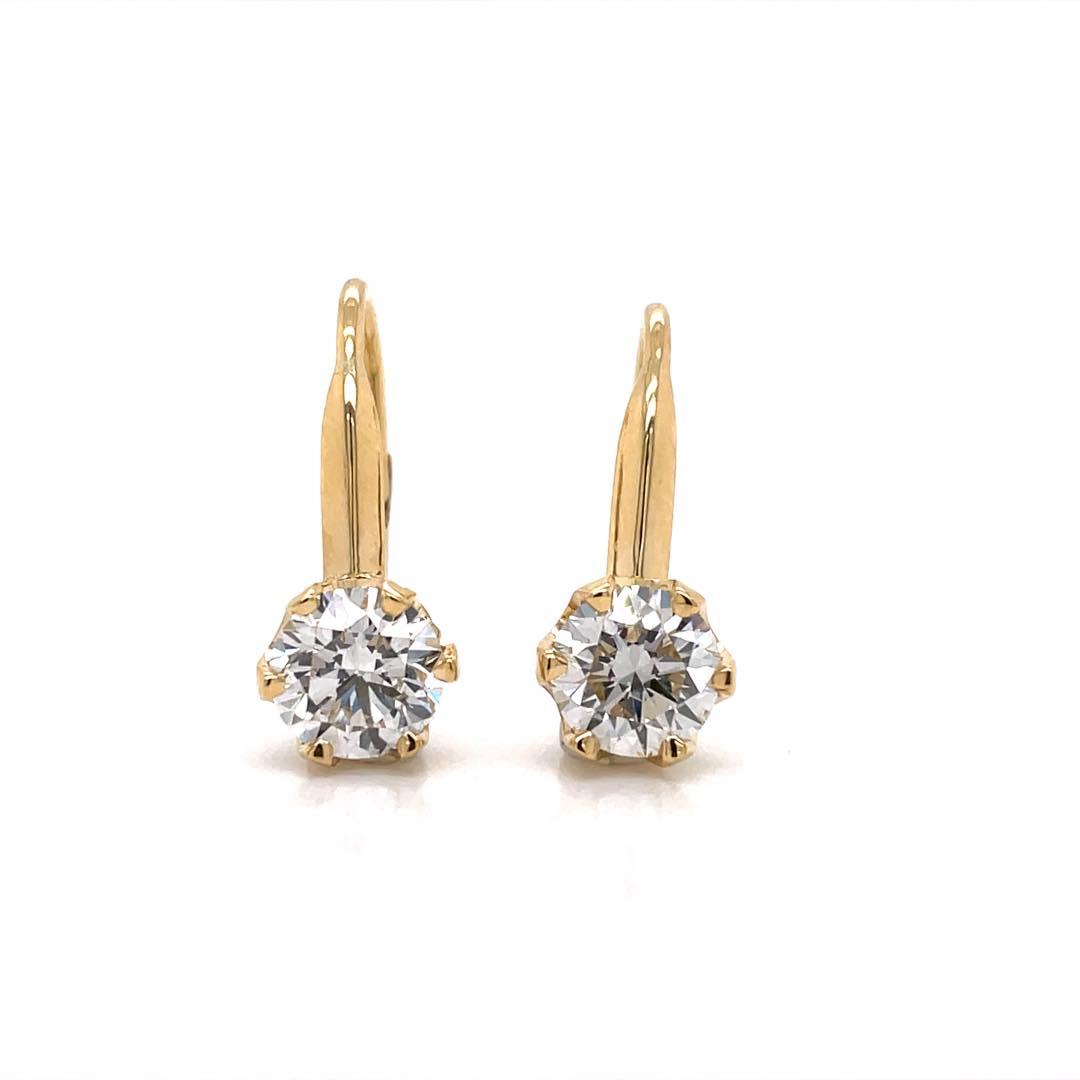 Lab Grown Diamond 18ct Yellow Gold Slipper Earrings with 14ct Yellow Gold Levers