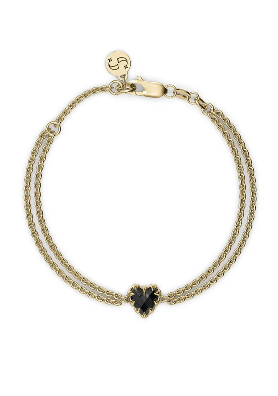 Stolen Girlfriends Club 18ct Yellow Gold Plated Love Claw Bracelet with Onyx