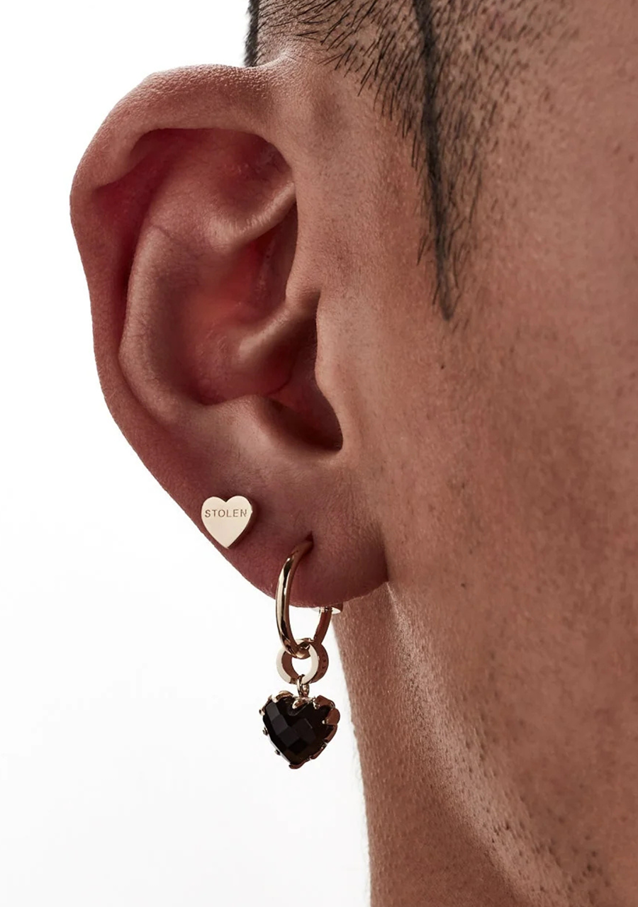 Stolen Girlfriends Club 18ct Yellow Gold Plated Stolen Heart Stud Earrings