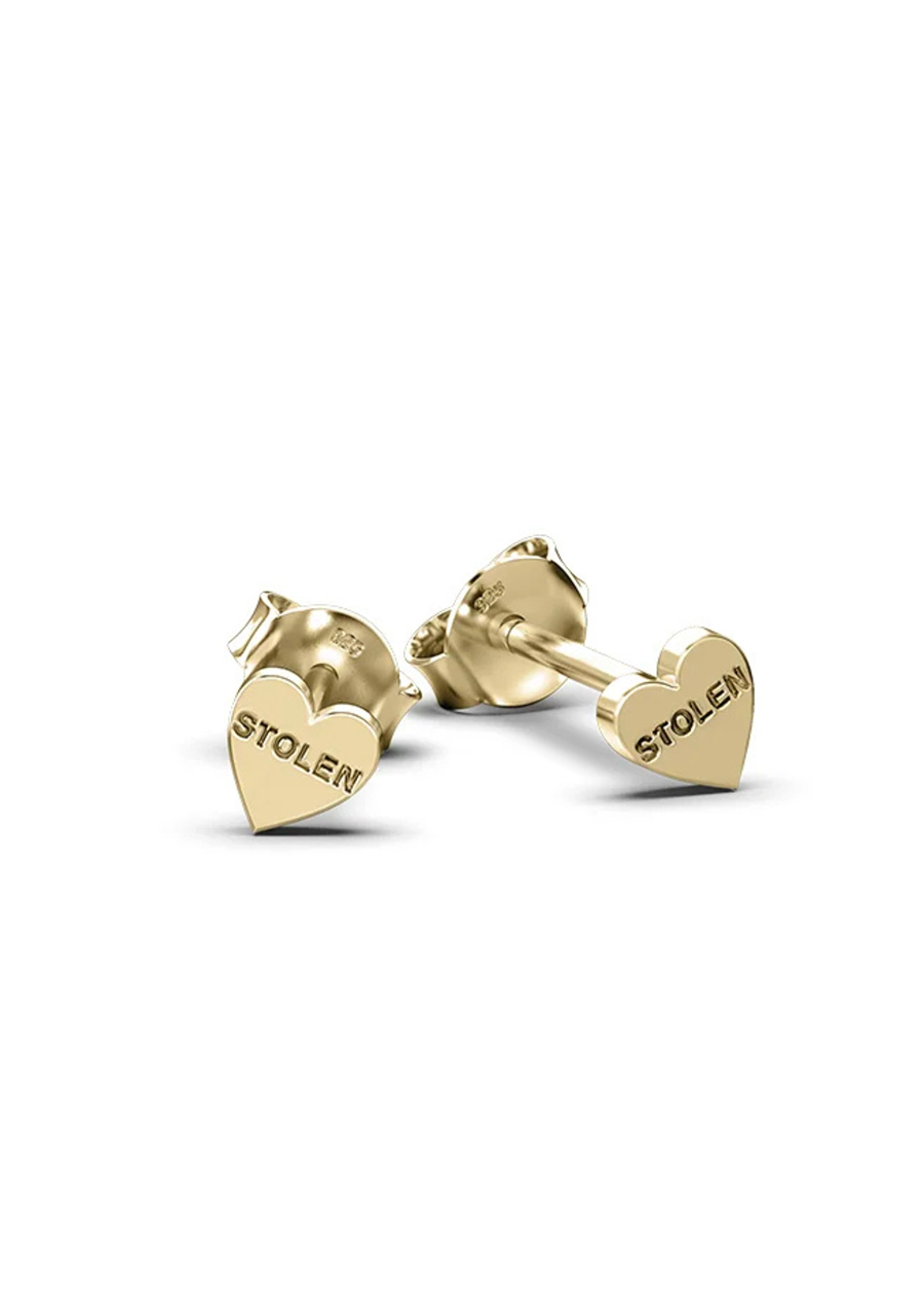 Stolen Girlfriends Club 18ct Yellow Gold Plated Tiny Stolen Heart Stud Earrings