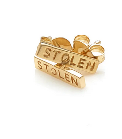 Stolen Girlfriends Club 18ct Yellow Gold Plated Tiny Stolen Bar Stud Earrings