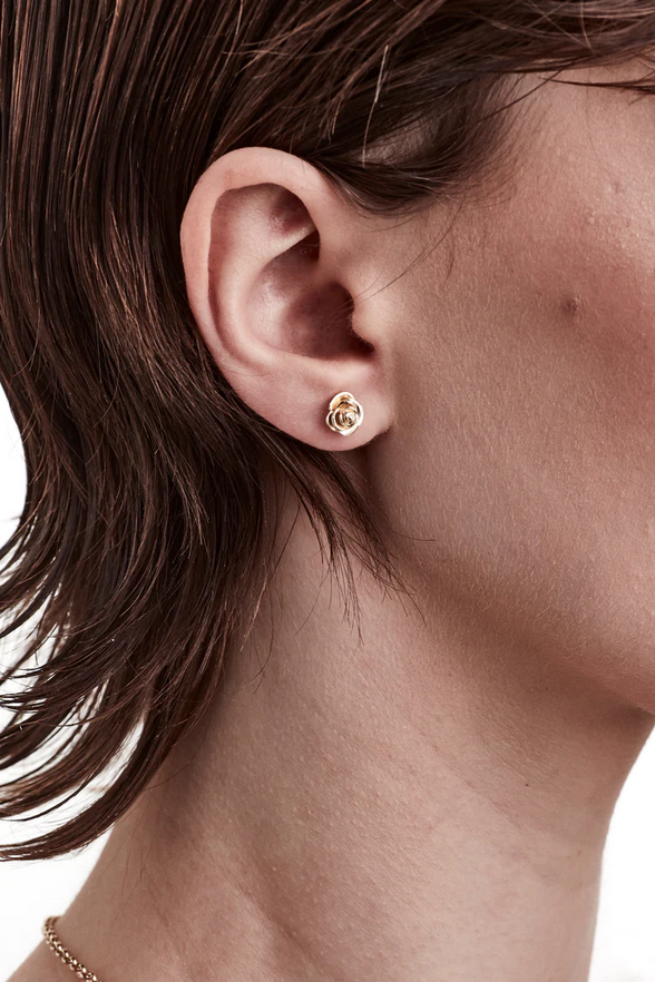 Stolen Girlfriends Club 18ct Yellow Gold Plated Rose Bud Stud Earrings