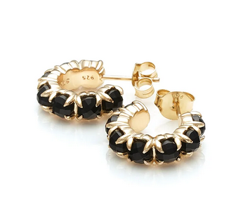 Stolen Girlfriends Club 18ct Yellow Gold Plated Black Onyx Halo Cluster Hoop Earrings