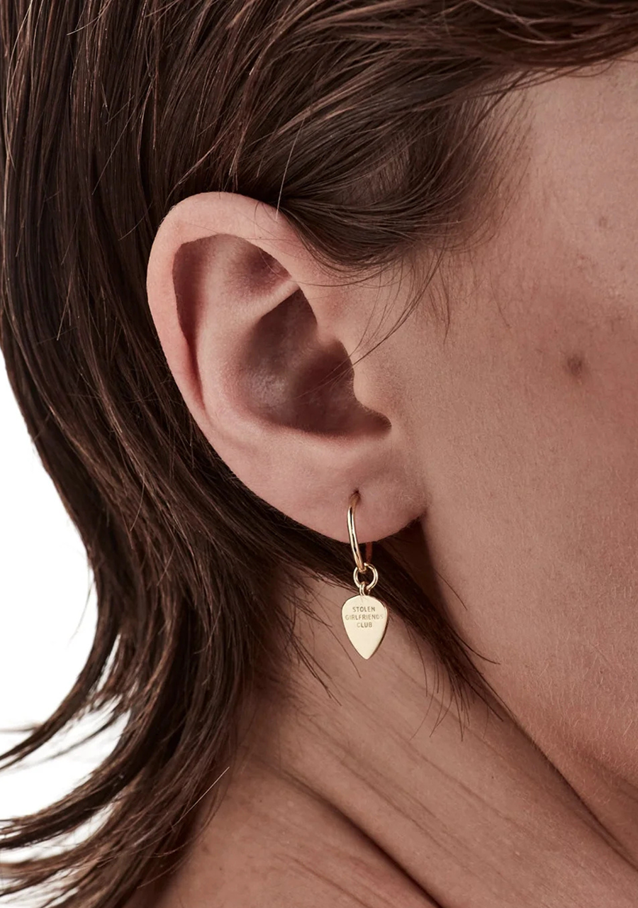 Stolen Girlfriends Club 18ct Yellow Gold Plated Guitar Pic Anchor Sleeper Earrings