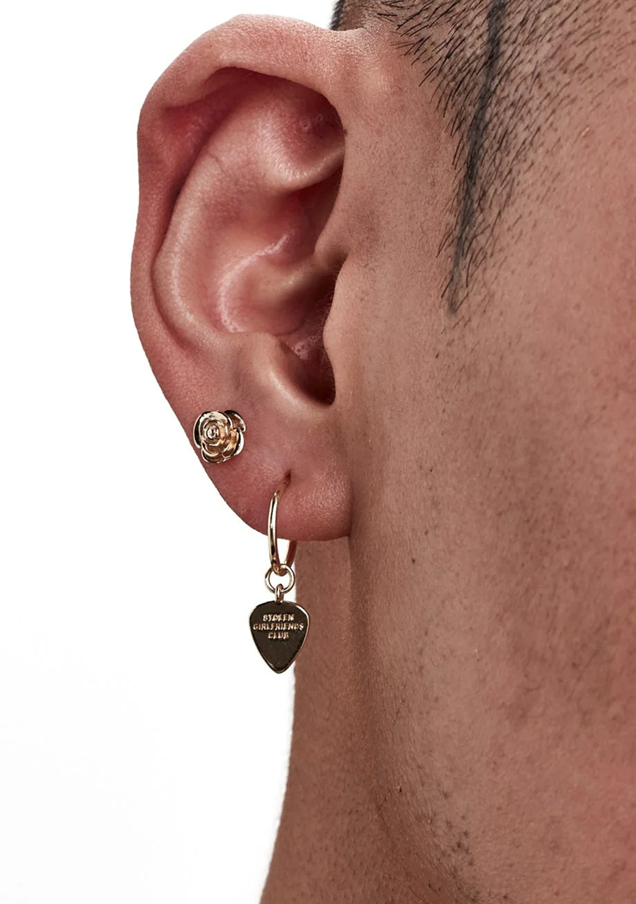 Stolen Girlfriends Club 18ct Yellow Gold Plated Guitar Pic Anchor Sleeper Earrings