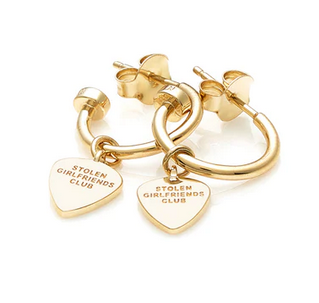 Stolen Girlfriends Club 18ct Yellow Gold Plated Guitar Pic Anchor Sleeper Earrings