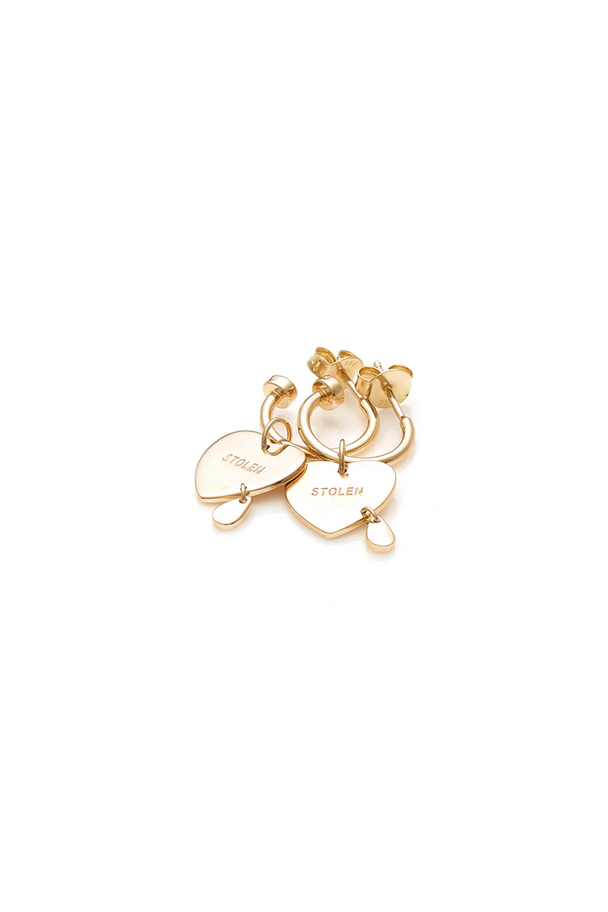 Stolen Girlfriends Club 18ct Yellow Gold Plated Crying Heart Anchor Sleeper Earrings