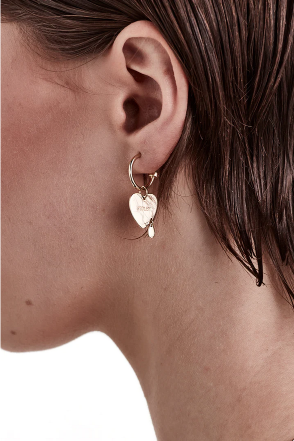 Stolen Girlfriends Club 18ct Yellow Gold Plated Crying Heart Anchor Sleeper Earrings