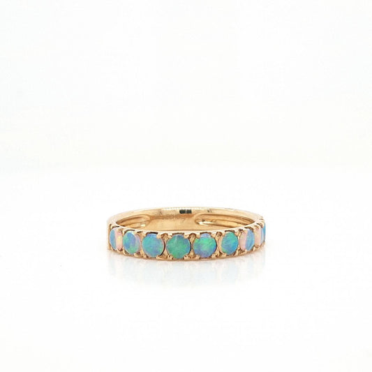 Opal 9ct Yellow Gold Scallop Set Ring