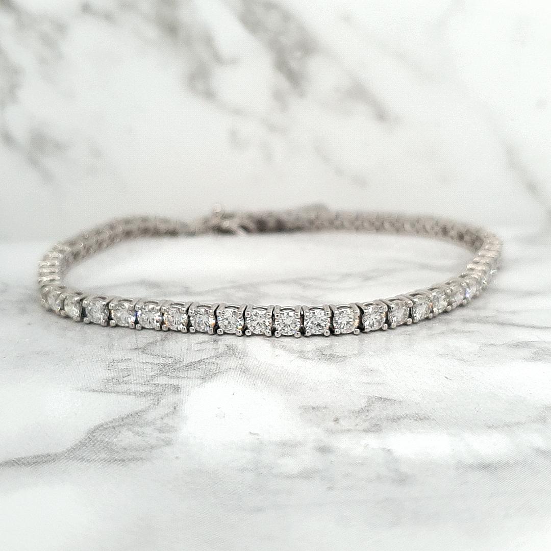 Lab Grown Diamond 14ct White Gold 4.50ct Tennis Bracelet