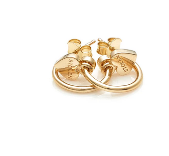 Stolen Girlfriends Club 18ct Yellow Gold Plated Stolen Heart Anchor Sleeper Earrings