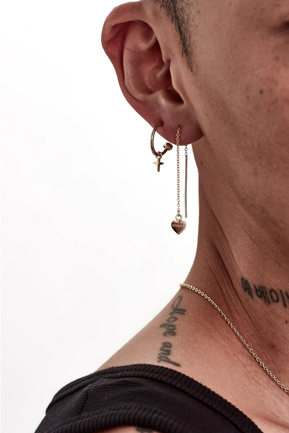 Stolen Girlfriends Club 18ct Yellow Gold Plated Falling Stolen Heart Thread Earrings