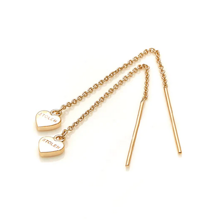 Stolen Girlfriends Club 18ct Yellow Gold Plated Falling Stolen Heart Thread Earrings