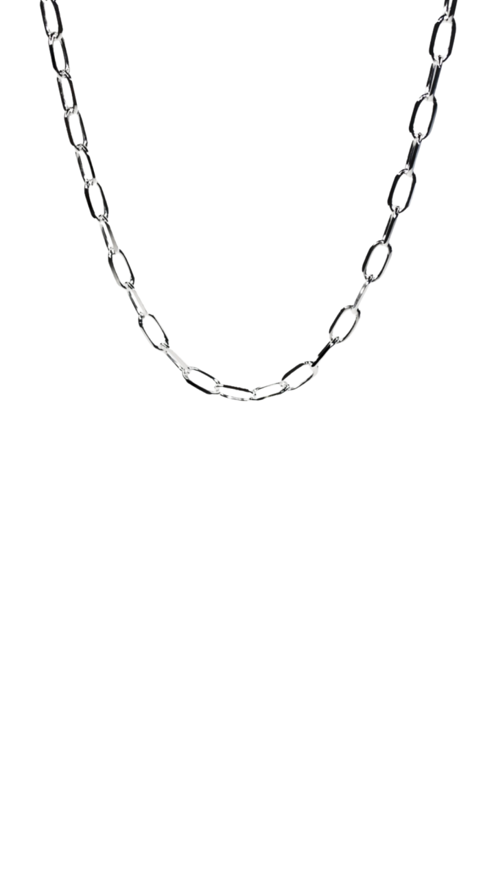 Sterling Silver Long Cable Link Diamond Cut Chain