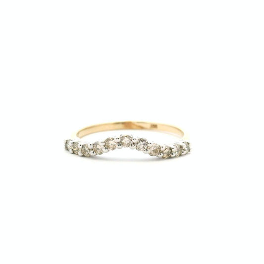 9ct Yellow and White Gold Diamond Curved Ring